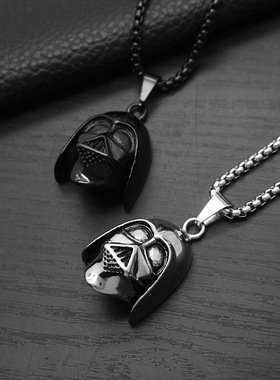 跨境吊坠钛钢欧美项链武士头盔
