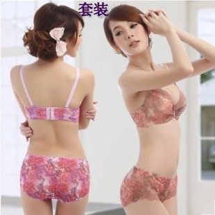 聚拢调整型男士胸罩内衣伪娘CD变装刺绣收副乳男女文胸套装含内裤