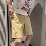 社会风纯色刺绣修身短裤潮男B297-160-特P45控68，男装休闲裤，电商B297