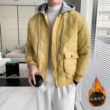 轻熟风纯色绗线可拆卸连帽加衣B297-2829-P128控168，男装棉衣，电商B297