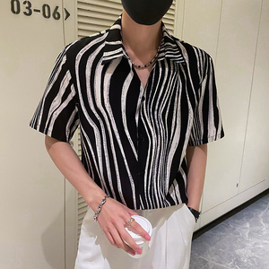 社会轻奢斑马纹垂坠感花衬衫上衣B297-2318-P55控88图片