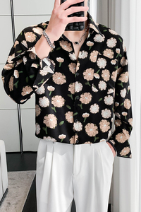轻熟风蝙蝠袖宽松垂坠碎花衬衫B297-2309-P58控78图片