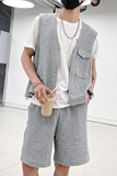 社会风纯色华夫马甲休闲两件套装潮男B297-7723-P105控148，男装休闲套装，电商B297