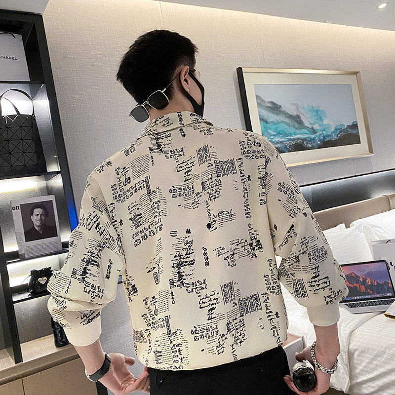 社会轻奢潮牌宽松潮流男士痞帅碎花衬衫上衣B297-2307-P60控88,男装衬衫,电商B297