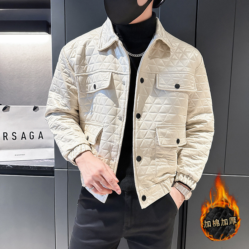 社会轻奢纯色多口袋暗纹加棉修身棉衣B297-1808-P130,男装棉衣,电商B297