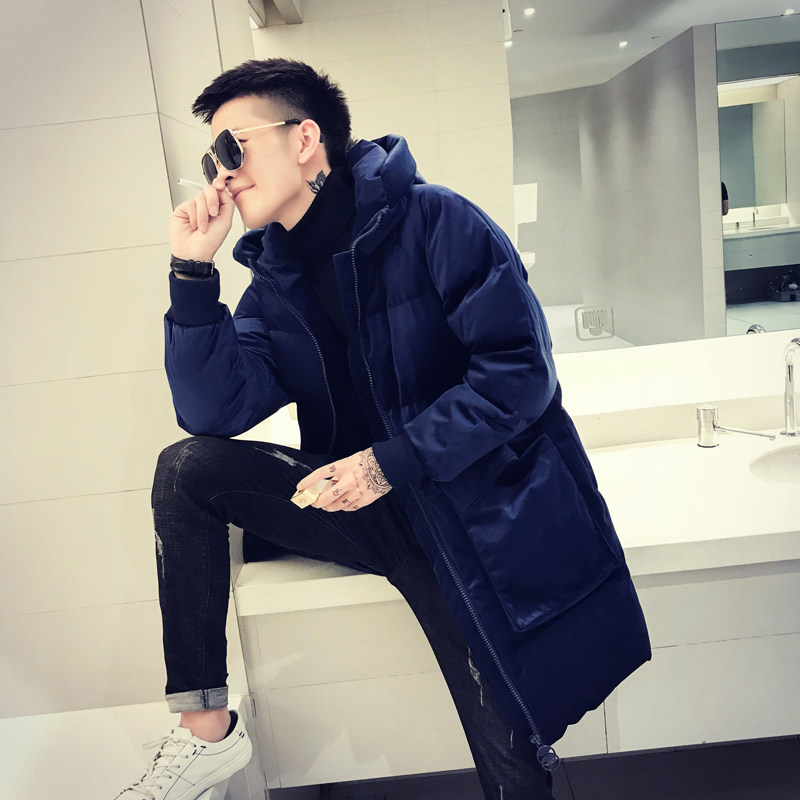 2021社会风纯色中长款连帽面包服棉衣上衣B297-603-P150图片