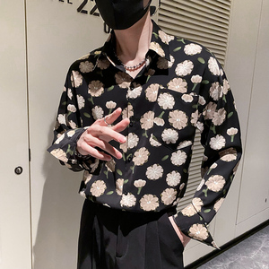 社会轻奢潮牌蝙蝠袖宽松碎花衬衫B297-2309-P58控78图片