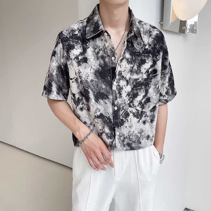 轻熟风潮牌设计感扎染夏威夷沙滩衬衫3 B297-358-P45图片
