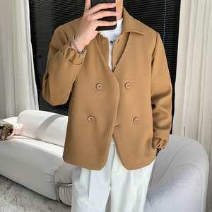 轻熟风纯色假两件宽松休闲双排扣夹克B297-1807-P125控168图片
