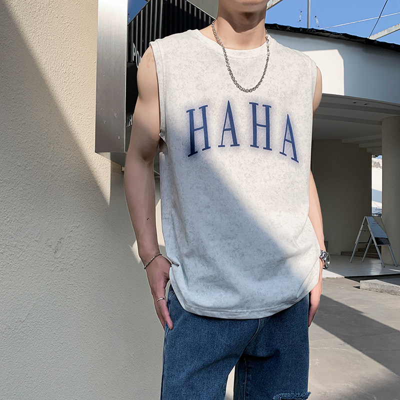 社会轻奢宽松无袖个性坎肩背心t恤B297-265-P45控69图片