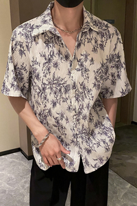社会轻奢宽松碎花折皱花衬衫B297-2317-P55控88图片