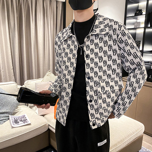 社会风春季纯色印花长袖潮流修身夹克外套B297-7735-P88控118图片