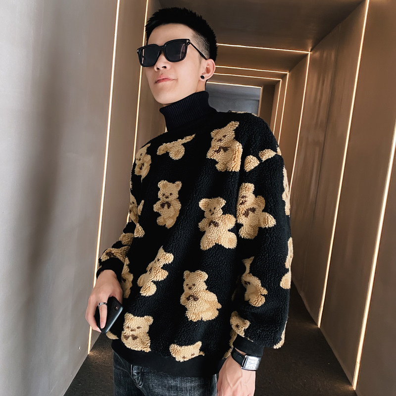 社会风羊羔毛提花圆领卫衣格子B297-2817-特P80控113,男装卫衣,电商B297