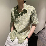 社会风小碎花夏季休闲短袖衬衫上衣B297-7775-P53控78，男装衬衫，电商B297