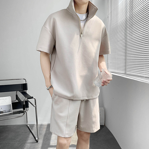 轻熟风立领短袖宽松休闲短裤两件套装痞帅B297-7725-P105控148图片
