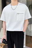 轻熟风重磅纯色套头拉链宽松T恤2B297-337-P43，男装T恤，电商B297