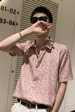 社会风小碎花休闲修身流行夏季短袖衬衫上衣B297-7777-P53控78，男装衬衫，电商B297