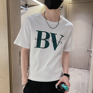 社会风纯色修身字母趣味印花休闲T恤上衣B297-216-P35控58图片