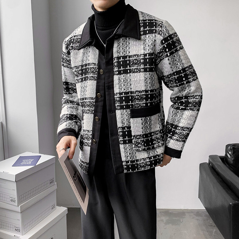 轻熟风冬季单排扣衬衫领休闲衣条纹B297-7755-P130控168图片