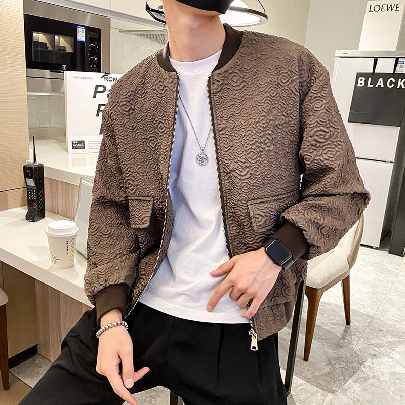 社会风春季纯色立体花纹立领休闲夹克外套B297-7738-P110控149图片