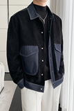轻熟风纯色拼接牛仔雪尼尔小方格加厚衣B297-226--特P125控198，男装棉衣，电商B297