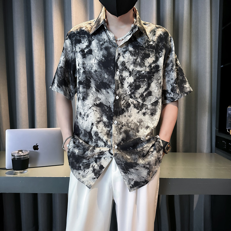 社会风潮牌设计感扎染夏威夷沙滩衬衫5 B297-358-P45图片