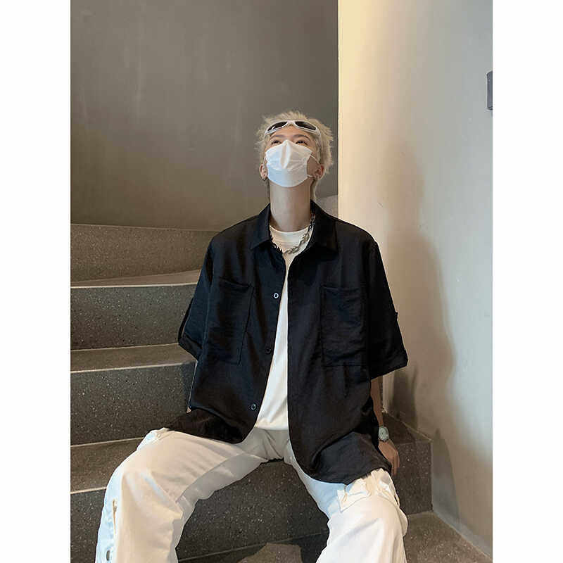 宽松百搭纯色小众短袖衬衫3 B297-352-P45图片