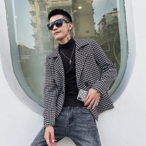 社会风春秋翻领修身百搭时尚豹纹西装夹克B297-2811-P88控108图片