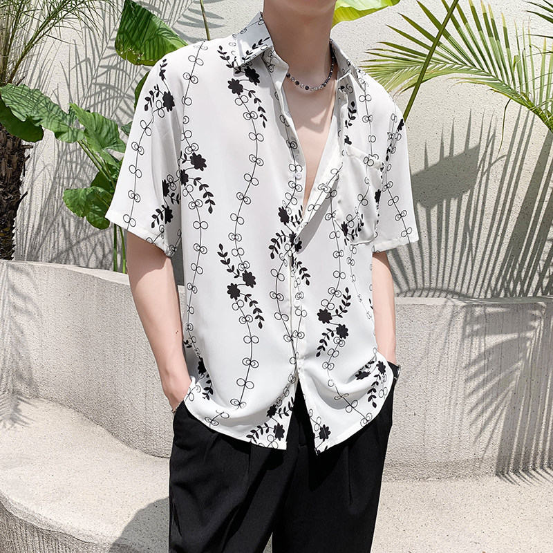 社会轻奢纯色中袖垂坠感花衬衫B297-258-P45控69图片