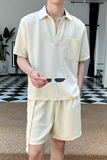 社会轻奢纯色宽松中袖短裤两件套装痞帅B297-256-P90控138，男装休闲套装，电商B297