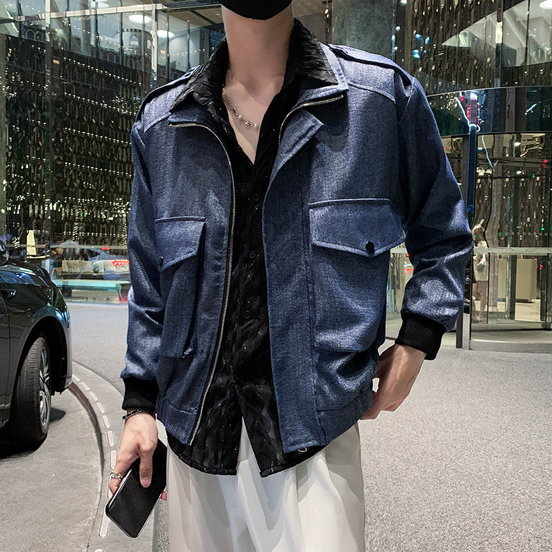 社会轻奢纯色大口袋宽松夹克上衣B297-299-P110控148图片