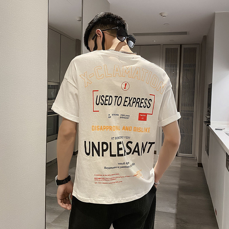 社会风后背街头英文印花宽松T恤B297-157-P35控58图片