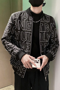 社会风纯色字母提线棒球领修身衣B297-7756-P135控178图片