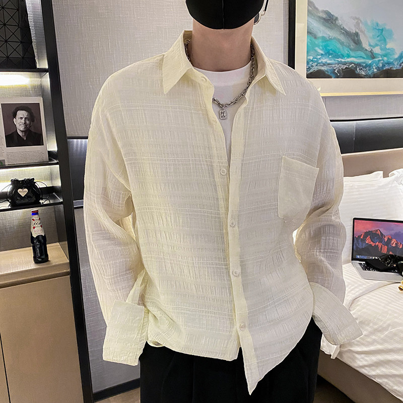 社会轻奢潮纯色高品质提花垂坠感痞帅衬衫上衣B297-2310-P60控88,男装衬衫,电商B297