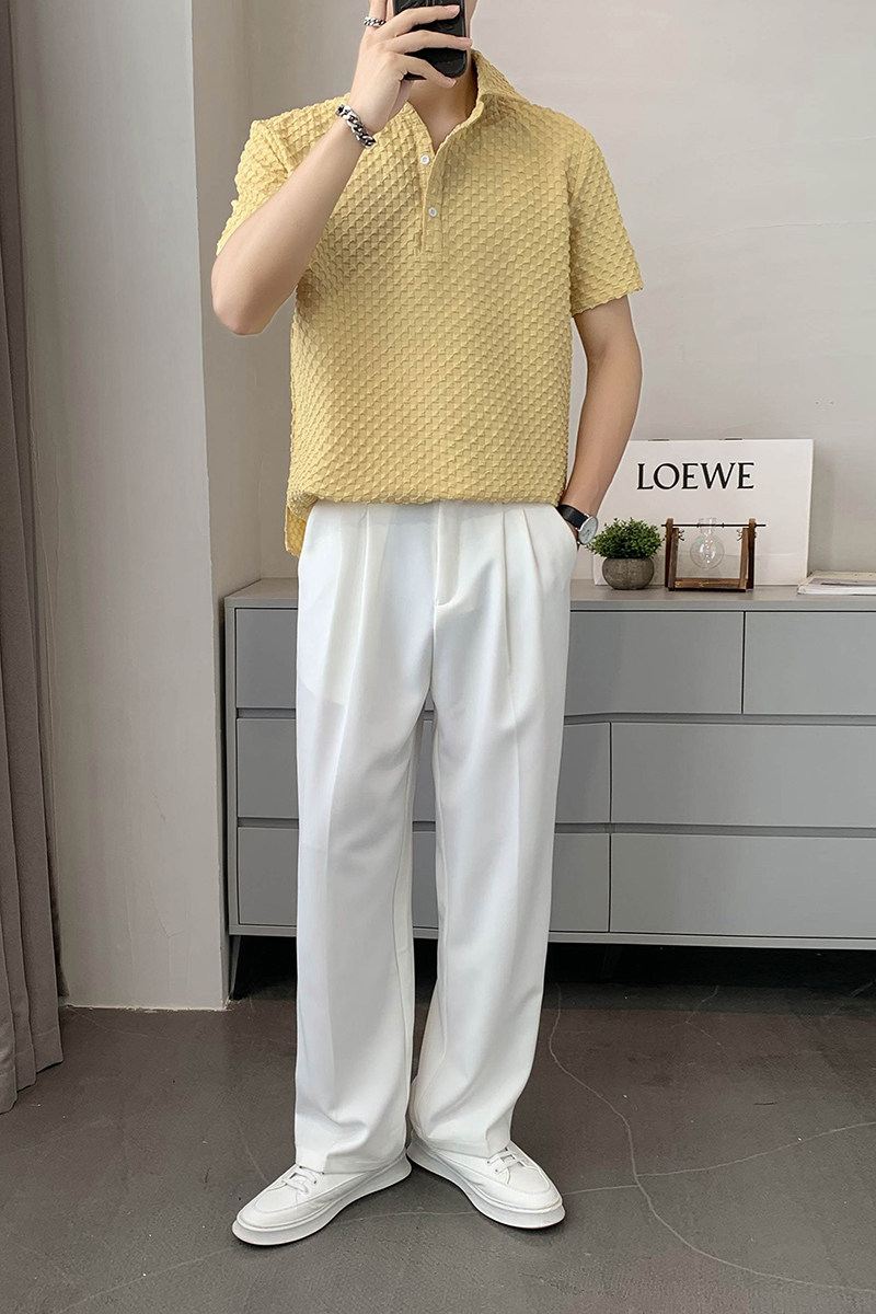 轻熟风纯色提花薄款短袖休闲翻领POLO衫潮男B297-7781-P58控78,男装Polo衫,电商B297