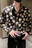 社会轻奢蝙蝠袖宽松碎花衬衫上衣B297-2309-P58控78，男装衬衫，电商B297