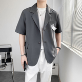 轻熟风纯色贴标宽松中袖休闲小西装夹克外套B297-7711-P75控105，男装夹克，电商B297