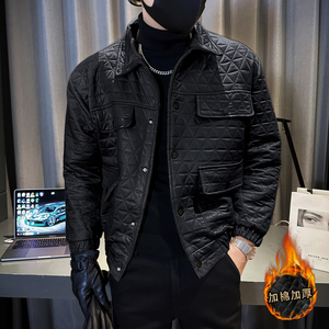 社会轻奢纯色多口袋暗纹加棉修身棉衣B297-1808-P130图片