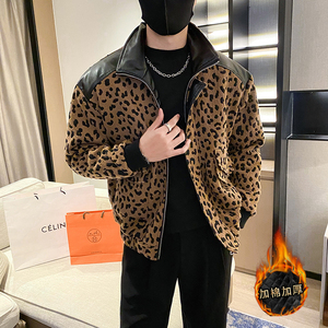 社会轻奢风冬豹纹PU皮拼接加衣上衣B297-1812-P138控178图片