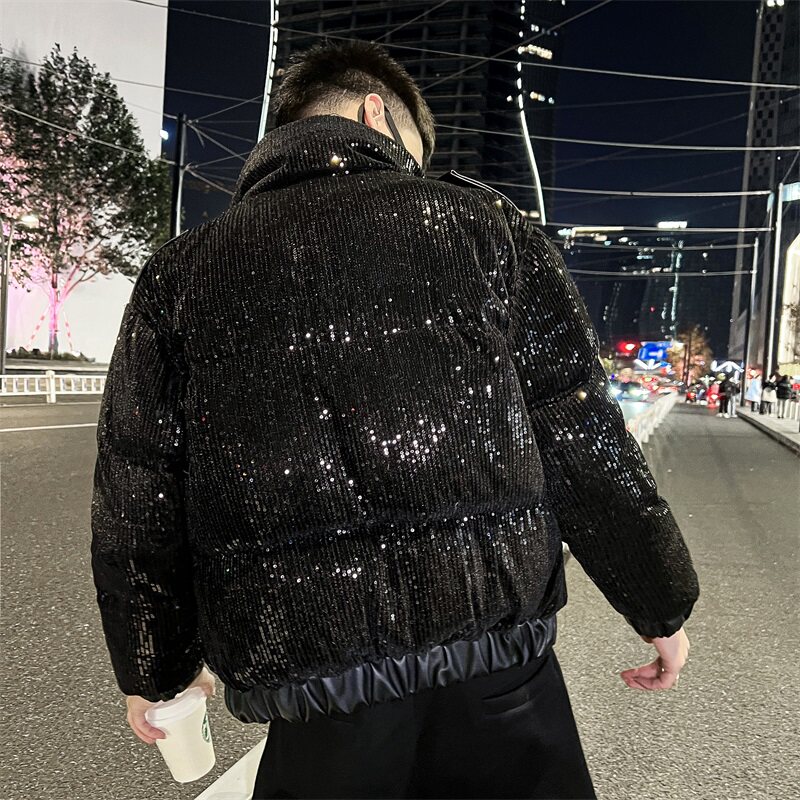 社会轻奢风设计师重工珠光亮片羽绒服上衣B297-7761-P168控228,男装棉衣,电商B297