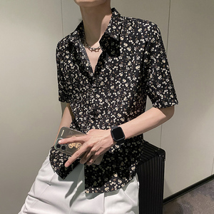 社会轻奢小碎花夏季休闲短袖衬衫潮牌B297-7775-P53控78图片