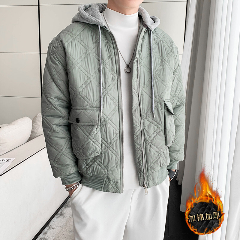 轻熟风纯色绗线可拆卸连帽加衣外套B297-2829-P128控168,男装棉衣,电商B297