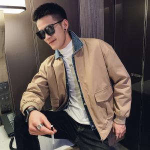 2021春社会风纯色立体袋牛仔假两件夹克潮男B297-3903图片