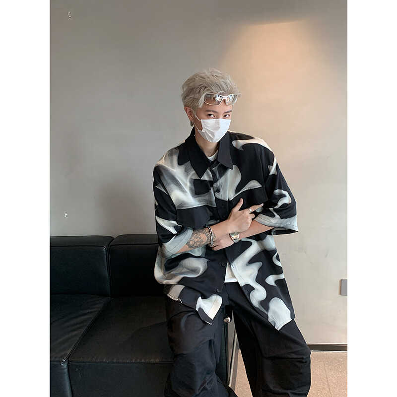 凉爽丝滑垂感宽松印花衬衫3 B297-351-P55图片