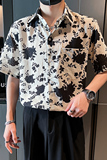 雅痞风短袖流行宽松休闲尖领花衬衫上衣B297-7782-P58控78，男装衬衫，电商B297