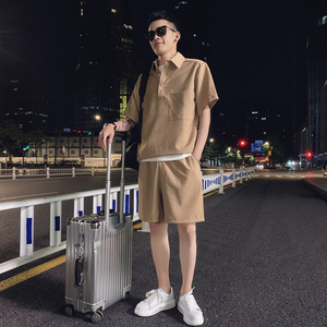 社会轻奢夏装套头中袖短裤两件套装配腰带B297-3929-特P90控138