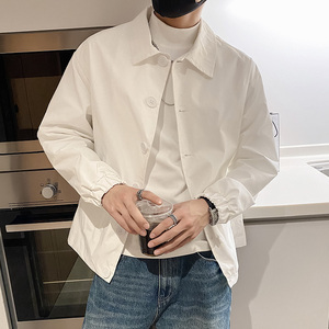 社会风春秋纯色宽松衬衫领风衣夹克潮男B297-7706-P88控118图片