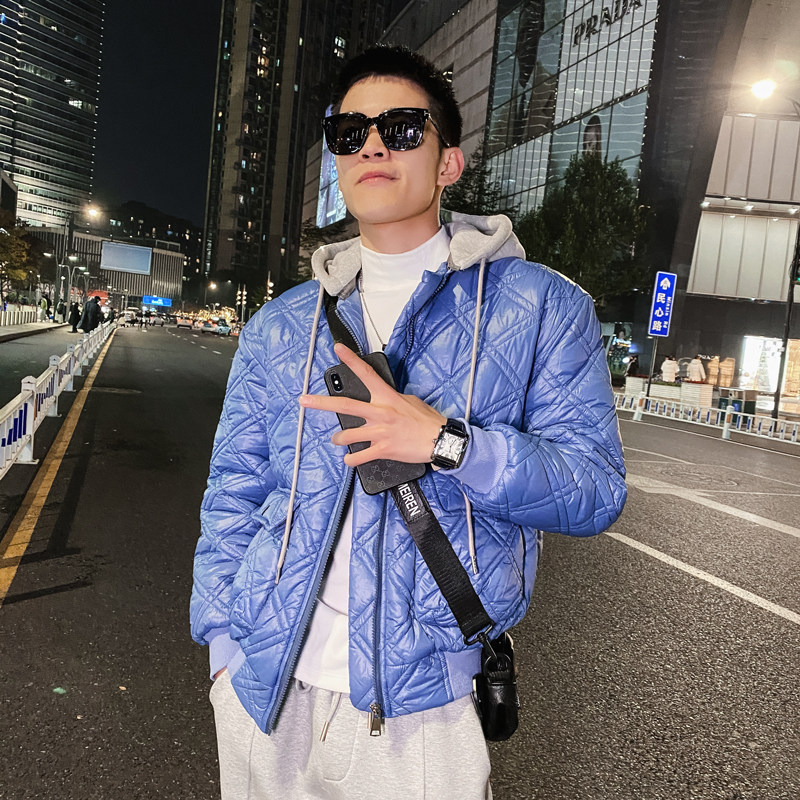 社会风夜景纯色可脱卸帽宽松棉衣时尚B297-2829-P128控168图片