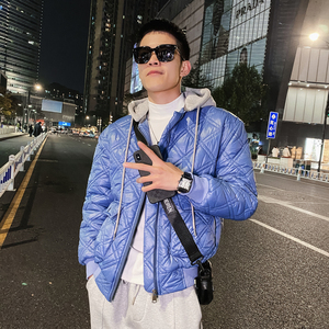 社会风夜景纯色可脱卸帽宽松棉衣时尚B297-2829-P128控168图片