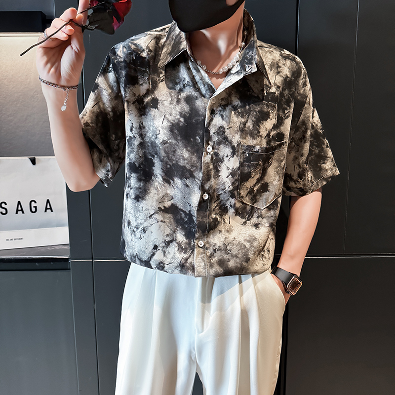 社会风现货潮牌设计感扎染夏威夷沙滩衬衫3B297-358-P45，男装衬衫，电商B297
